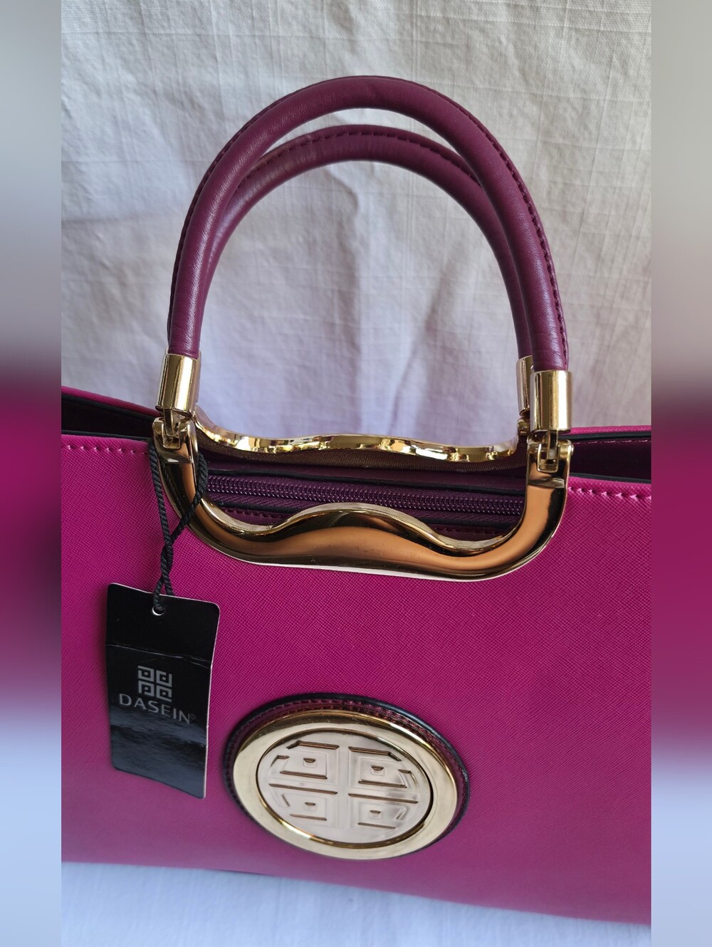 Dasein Pink Emblem Briefcase Satchel Gold Hardware NWT